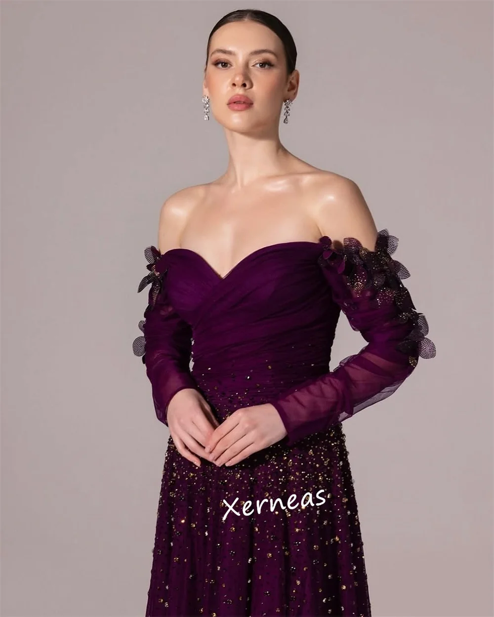 فساتين طويلة مخصصة مزينة بالترتر خارج الكتف على شكل حرف a للنساء فساتين سهرة فاخرة مناسبة مخصصة لامعة أنيقة