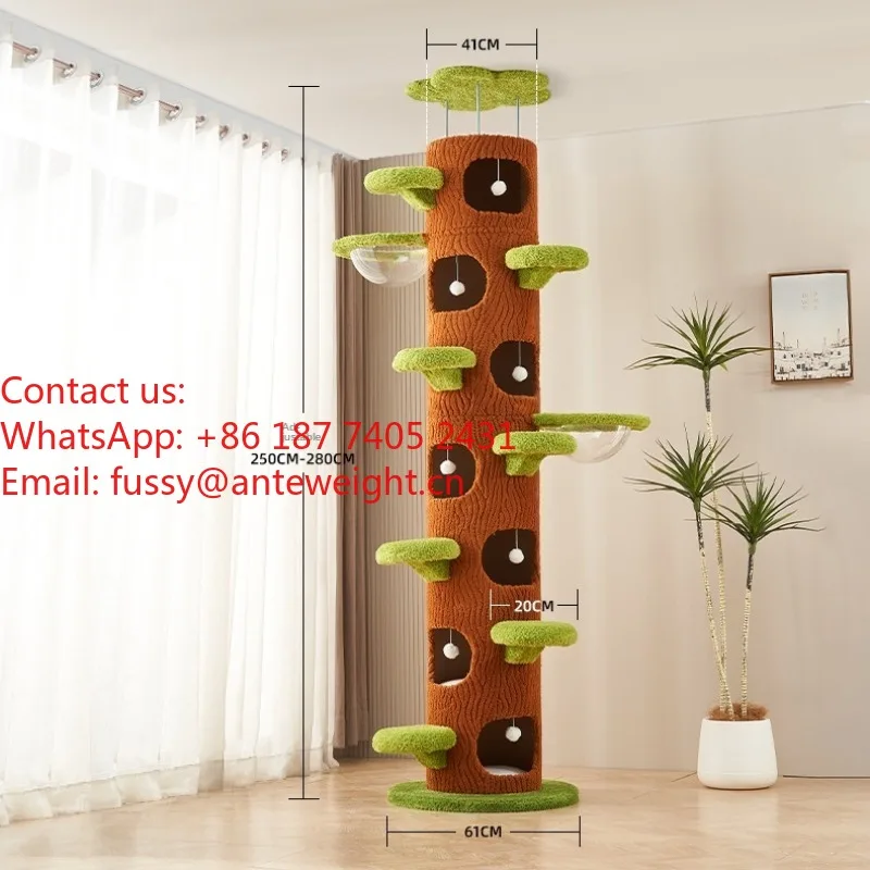 2026 New Interactive Luxury Cat Climbing Rack Nest Pet Toys Non-Solid Wood Tree-Body Space Capsule Sisal Pillar