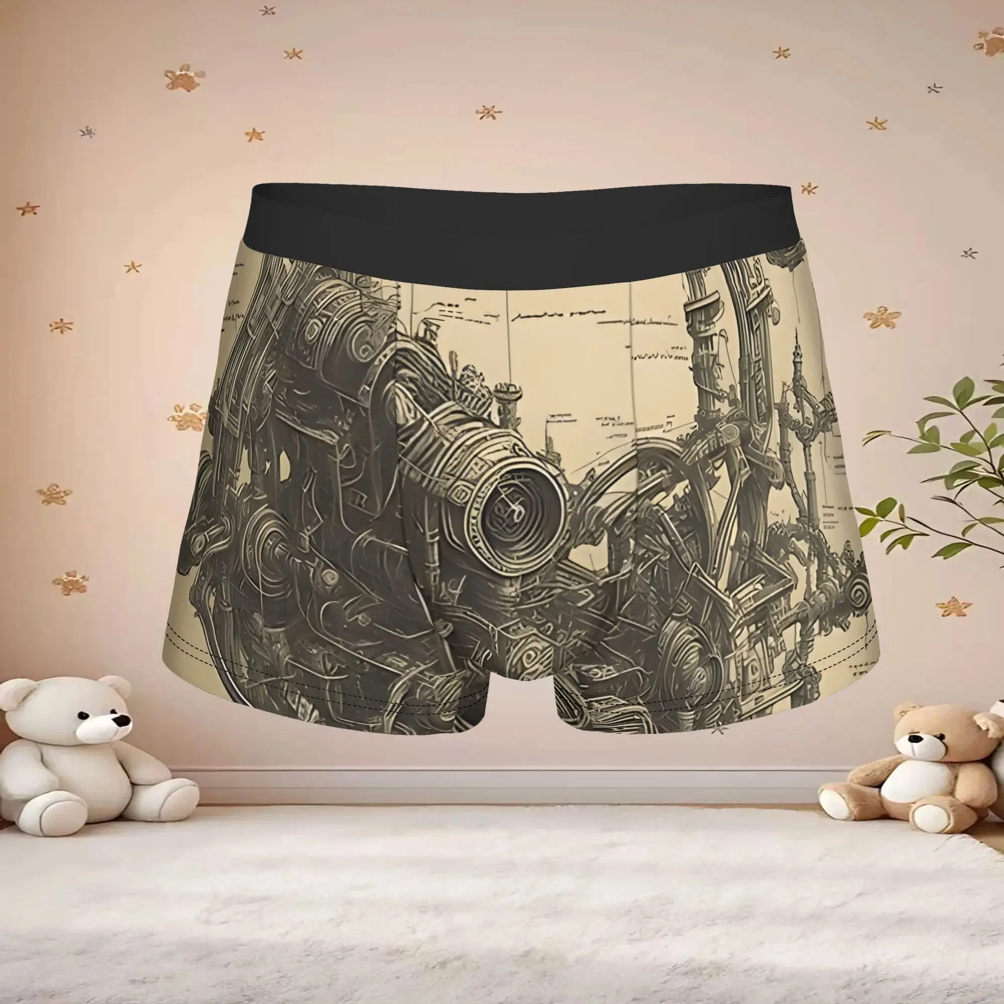 1pc Popular Da Vinci Sketch Apron boxers  adults  Homme Panties Men's Underwear Comfortable Shorts Boxer Briefs
