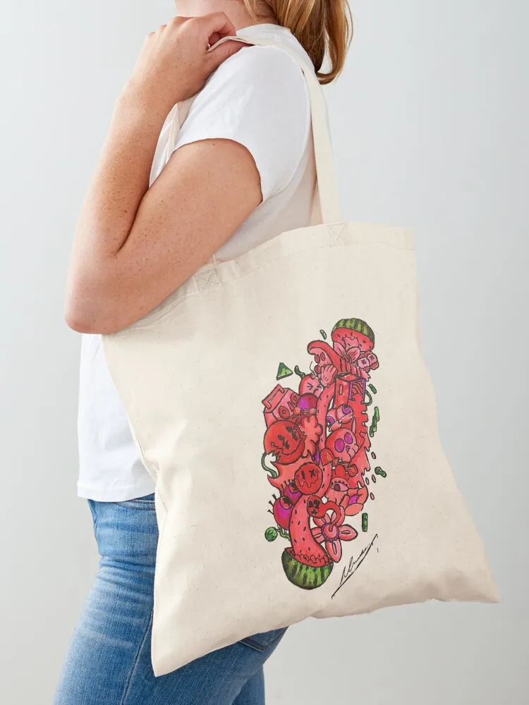 ArTizM crazy watermelon in half Tote Bag tote bags men hand bags Canvas stote bag
