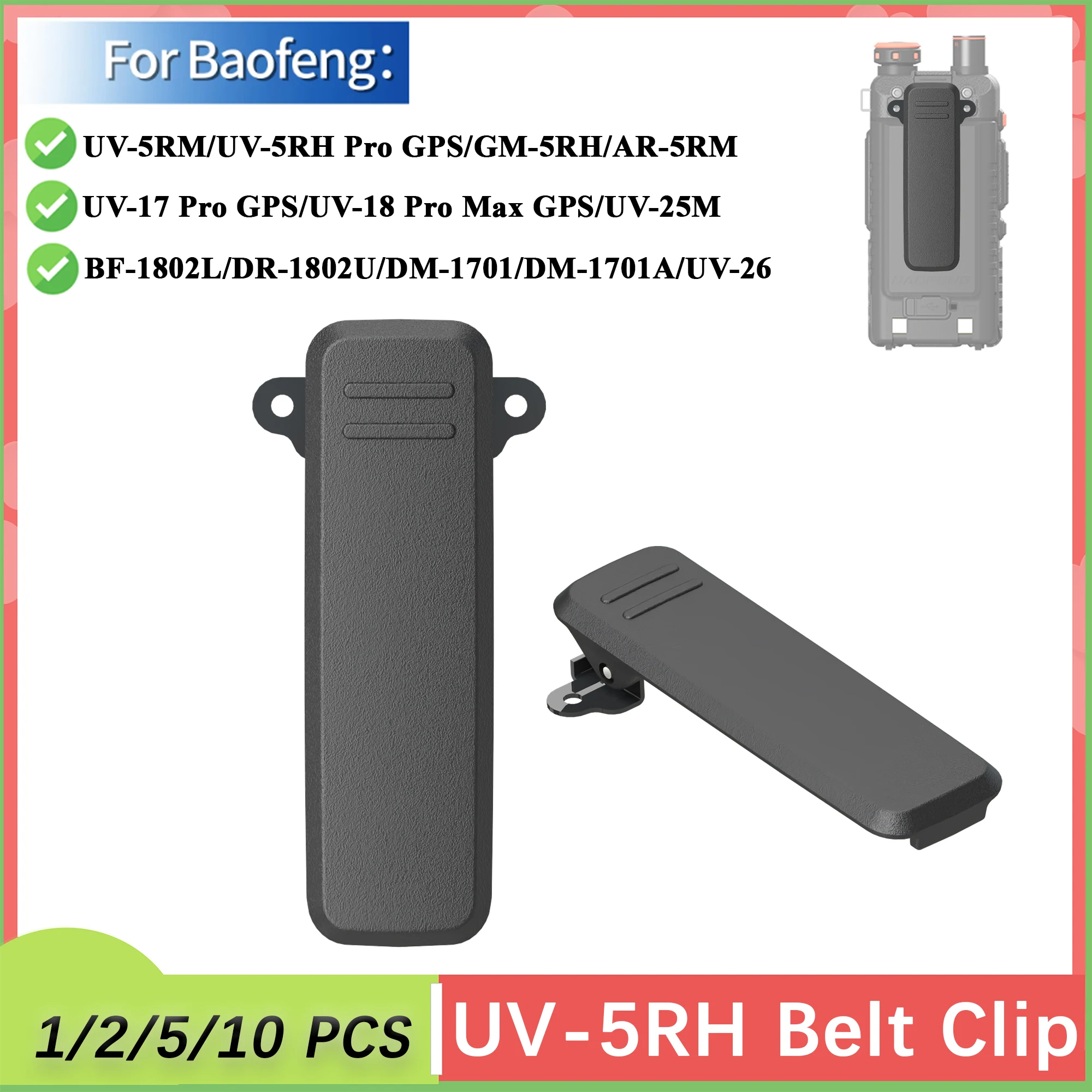 UV-5RM Belt Clip Original UV-25M DM-1701 Plastic Waist Clip Replacement for Baofeng UV-26 DR-1802 UV-17 UV-5RH Radio Accessories