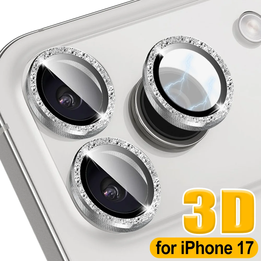 

1-3 шт. блестящая защита объектива камеры для 17/17 Air/17 Pro/17 ProMax, алюминиевый сплав, закаленное стекло, алмазная крышка объектива для IPhone17