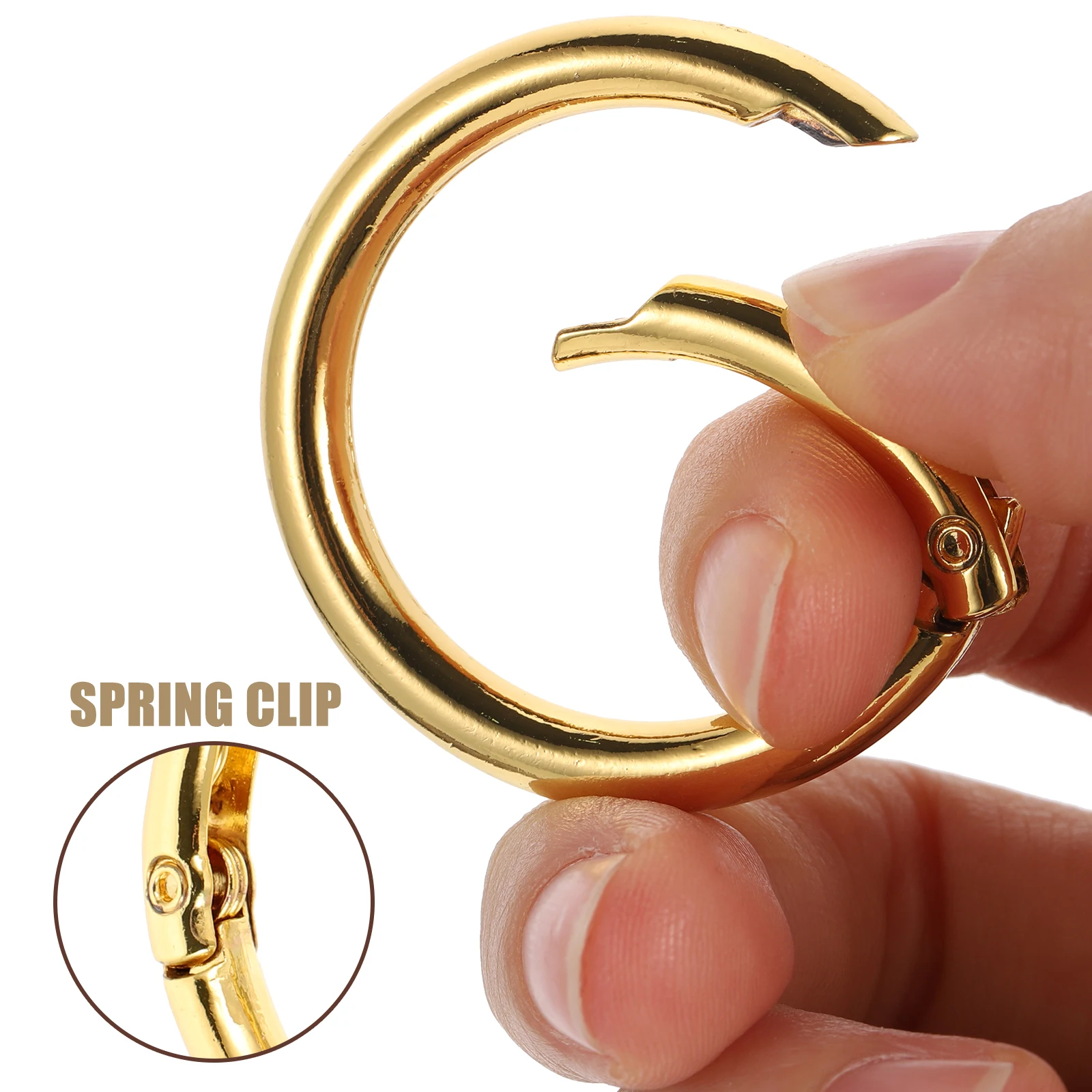 

10 Pcs Spring Buckle Key Chain Split Rings Flat Circle Keychain Stainless Steel
