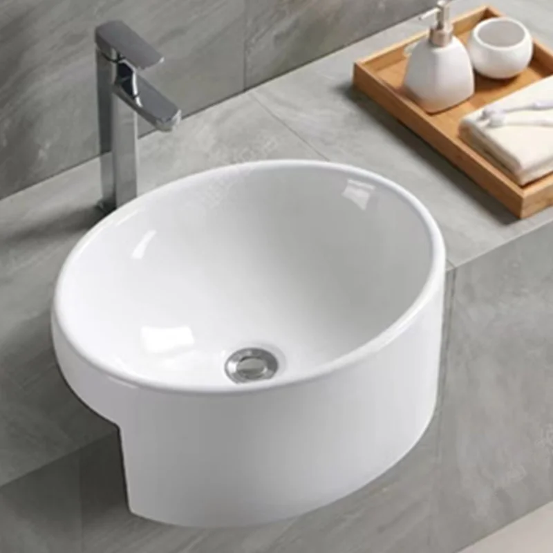 

Oval semi-embedded washbasin mid-table basin embedded washbasin pool ceramic semi-hanging basin upper basin