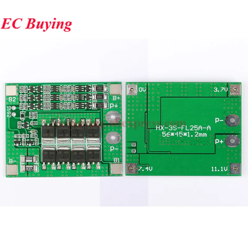 3S 11.1V 12.6V 12V 25A 18650 Lithium Lipo Cell Battery Charger Board Li-ion Battery Charging PCB BMS Protection Module Balanced