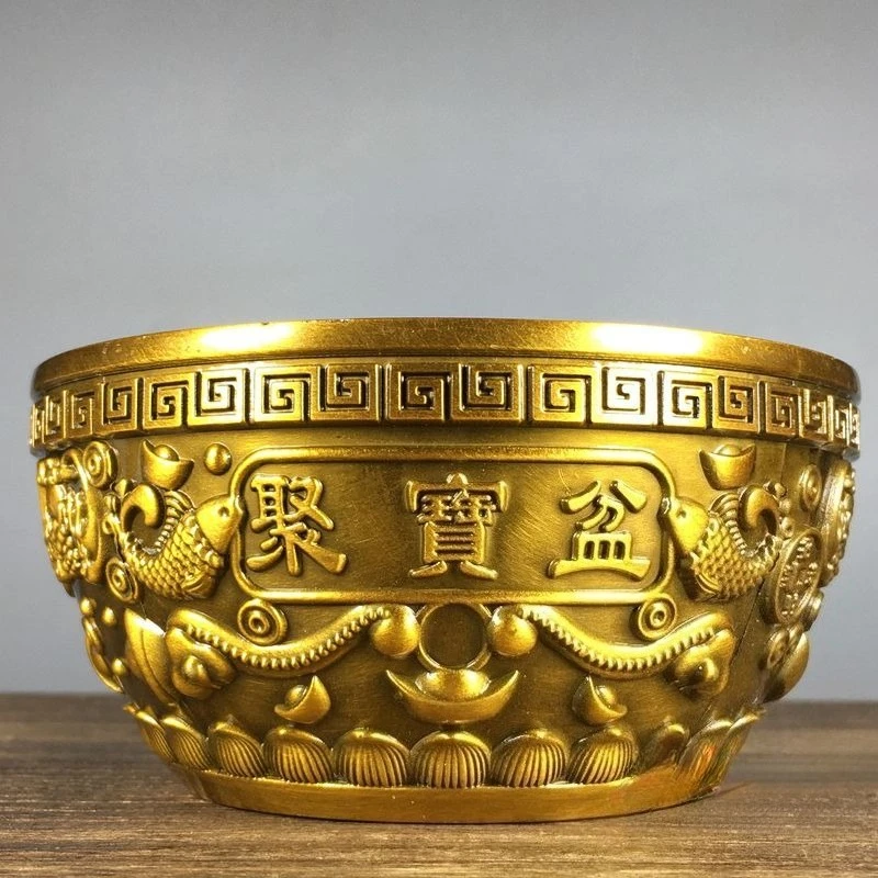 Vintage Treasure Basin Decorative Piece Five Blessings Money Saving Living Room Office Shop Feng Shui Lucky Ornament Home Decor