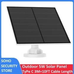 5W 3M 10FT Cable Length Rechargeable Battery Cameras Power Bank Solar Panel with Micro USB or Type C Connector