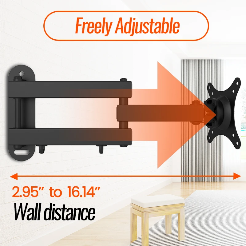 20° tiltable TV Wall Mount Bracket 360° Rotated Holder Universal TV Mounts for 14-24\'\' Computer Monitor Stand Monitor Flat Panel