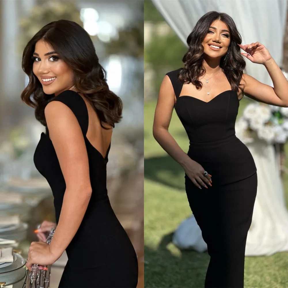 

Customized Mermaid Simple Black Jersey Evening Dress Luxury Strapless Homecoming Dresses Exquisite Special Occasion Gowns