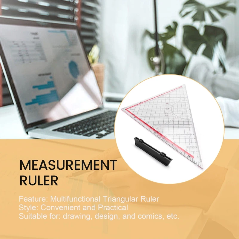 Drawing Triangle Ruler Multi-Function Drawing Design Ruler With Handle Protractor Measurement Ruler Stationery