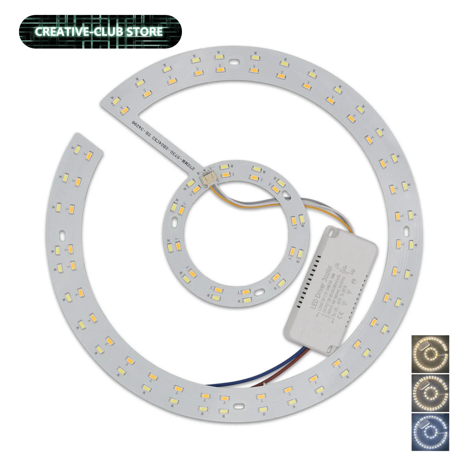 

48W 60W 72W AC220V LED Suction Lamp Panel Replacement Wick Lamp Strip Tri Color Dimming DIY for LED Ceiling Lamp PCB Fan Light