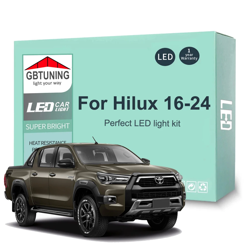 

8Pcs Cars Accessories For Toyota Hilux 2016 2017 2018 2019 2020 2021 2022 2023 2024 Canbus Dome License Plate LED Interior Light