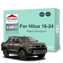 8Pcs Cars Accessories For Toyota Hilux 2016 2017 2018 2019 2020 2021 2022 2023 2024 Canbus Dome License Plate LED Interior Light