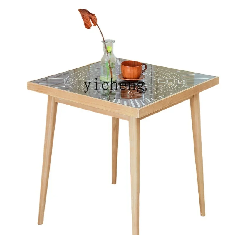

Tqh Small Square Table Small Apartment DiningB & B Sunshine Room Negotiation Table Short Square Coffee Table