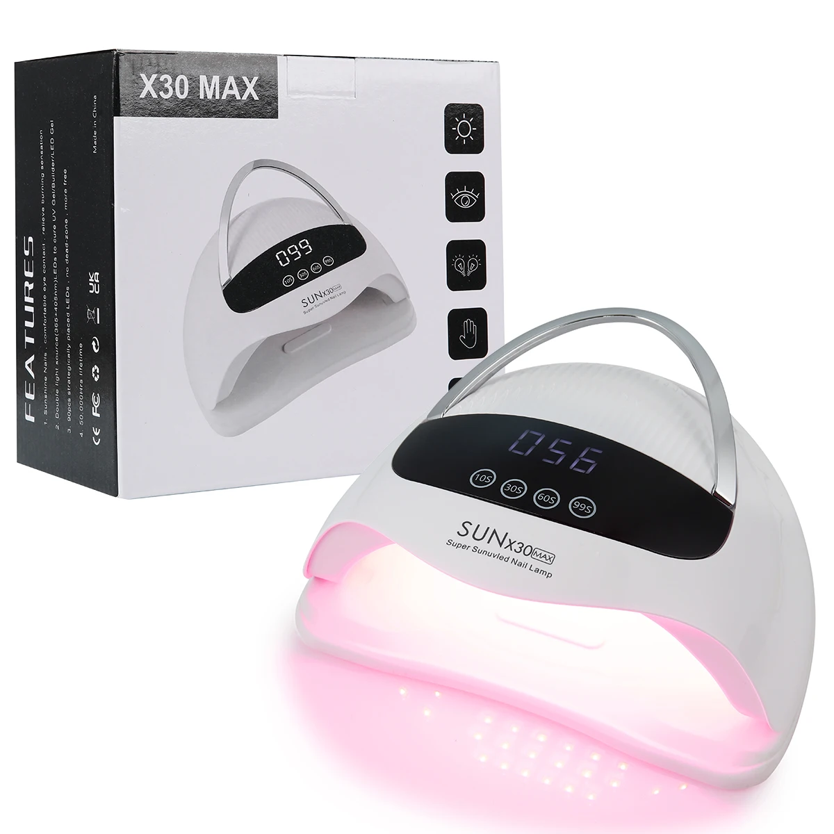 جديد المهنية 90 حبيبات مصباح مستديرة متفاوتة الأحجام الأشعة فوق البنفسجية/LED مجفف الأظافر مع شاشة عرض ، 4 أنواع من الوقت أدوات علاج جل سريع للأظافر