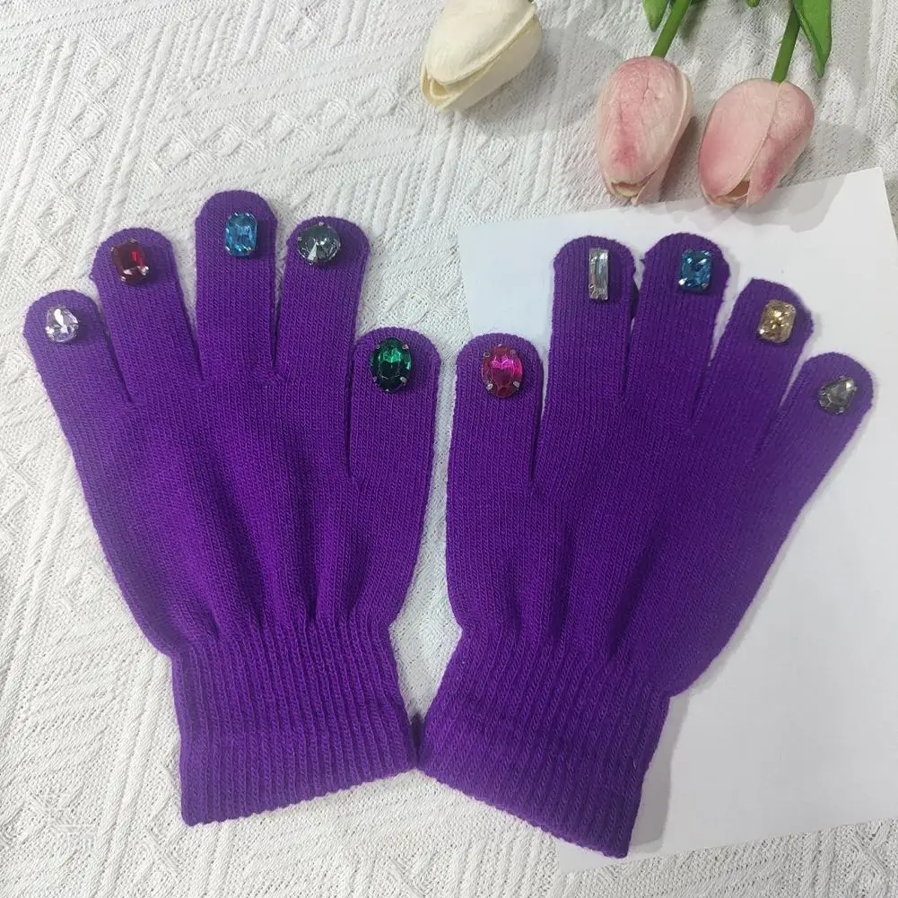 قفازات الشتاء الدافئة قفازات الأظافر فو أنيق قفازات محبوكة فو للنساء القفازات الشتوية القطنية الدافئة مع لهجات تألق #2
