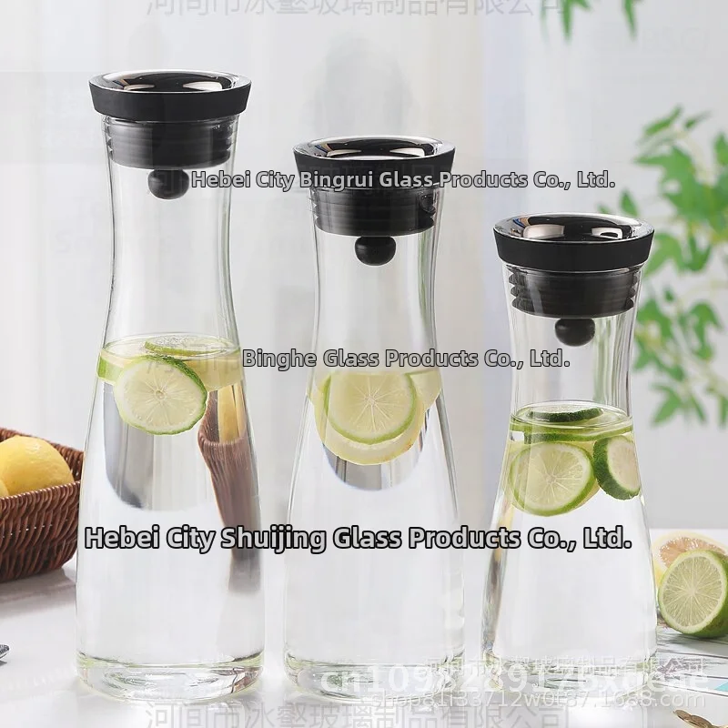 

Scandinavian Style High Borosilicate Glass Cold Water Kettle Large Capacity 1200ml/1500ml with Lid for Juice & Beverage Brewing