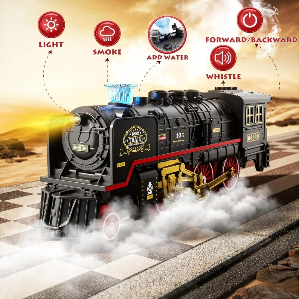 Electric Train Toy with Lights and Sound Train Set for Under Christmas Tree, Locomotive Train Model with Track Birthday Gifts