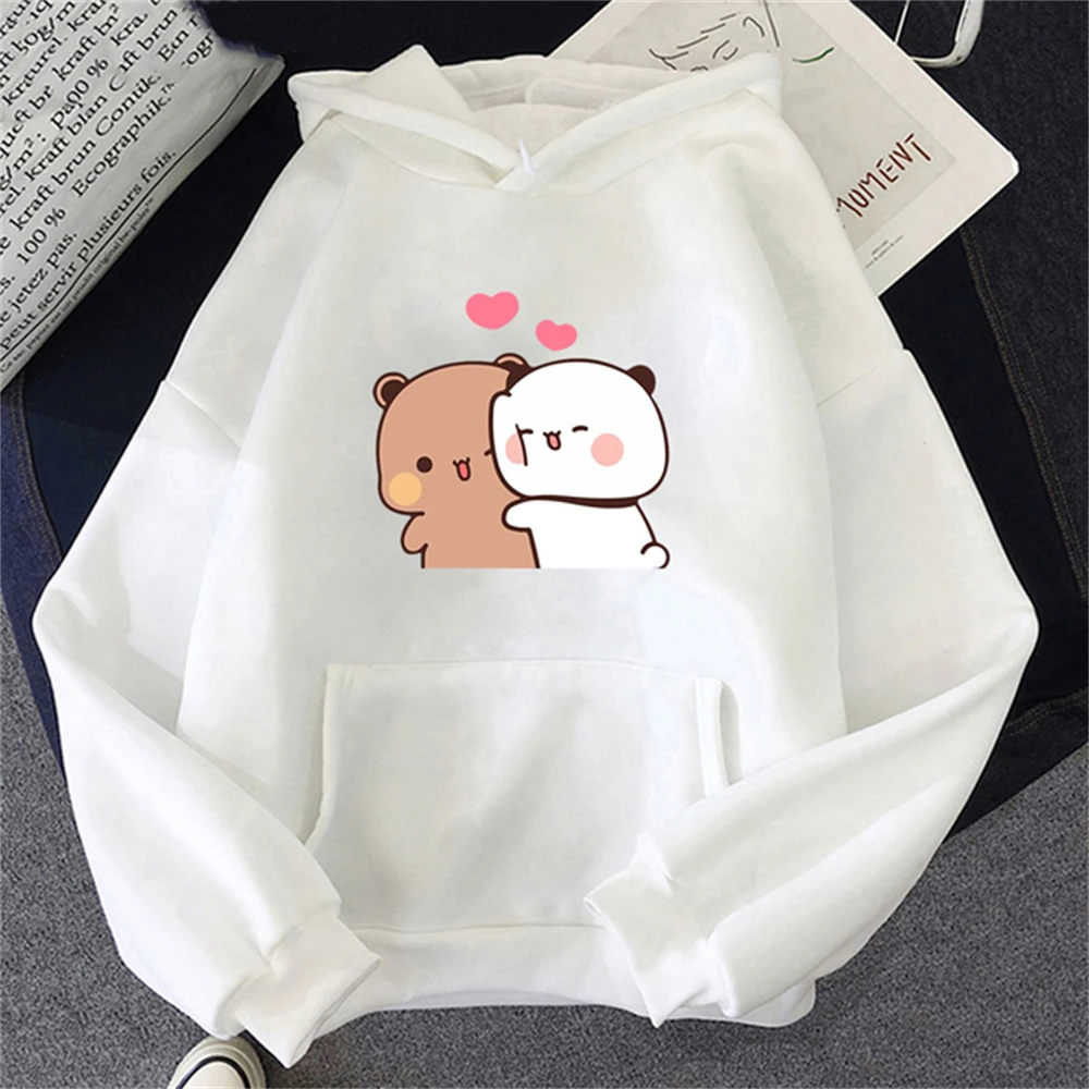 Women Hoodie Bubu And Dudu Female Sweatshirt Harajuku Loose Clothes Autumn Winter Drink Bubble Tea Kawaii Print Pink Tops