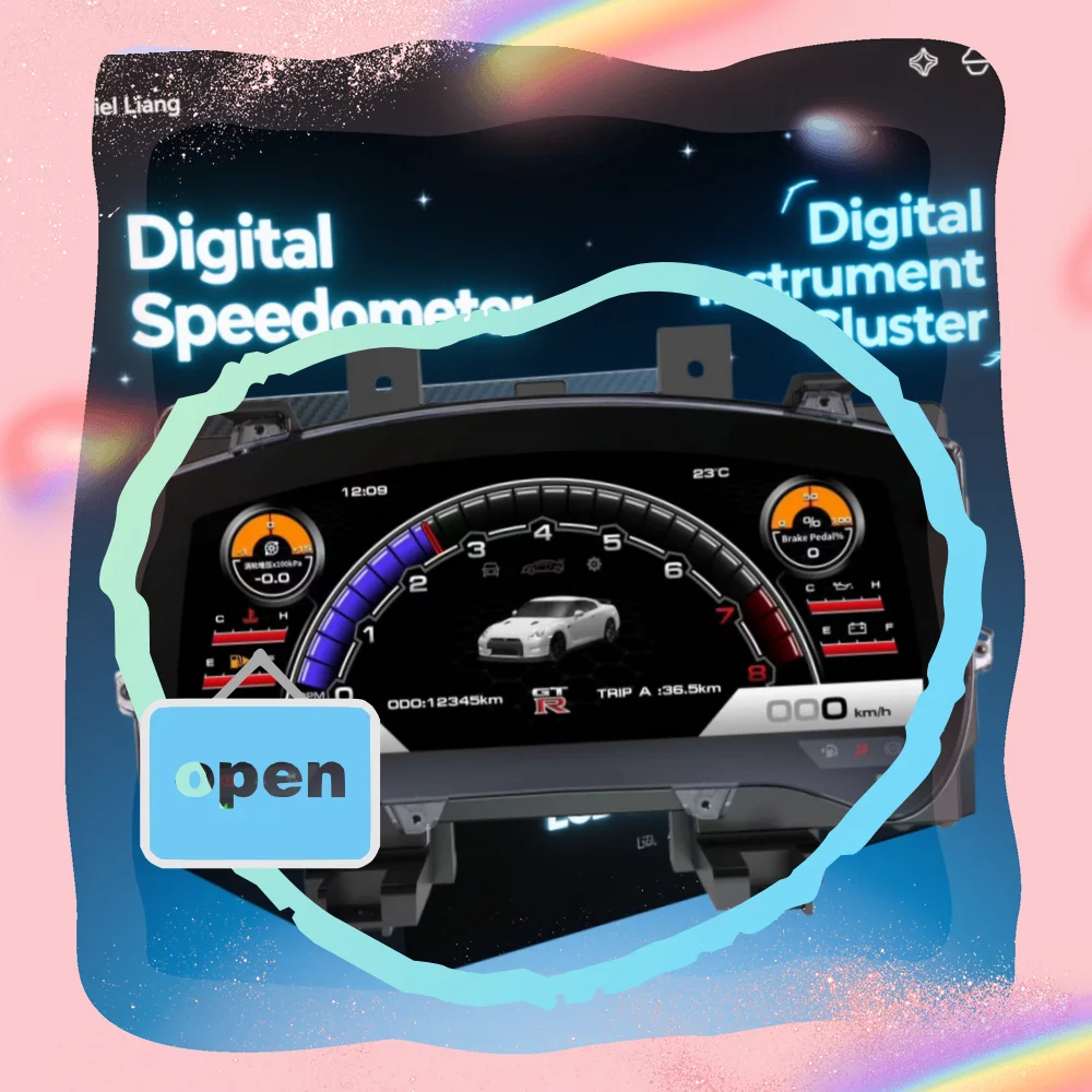 

D 12.3 inch Car Speedometer For Nissan GTR 2008-2023 LCD Digital Cluster Instrument Dashboard Panel Virtual Cockpit Linux System