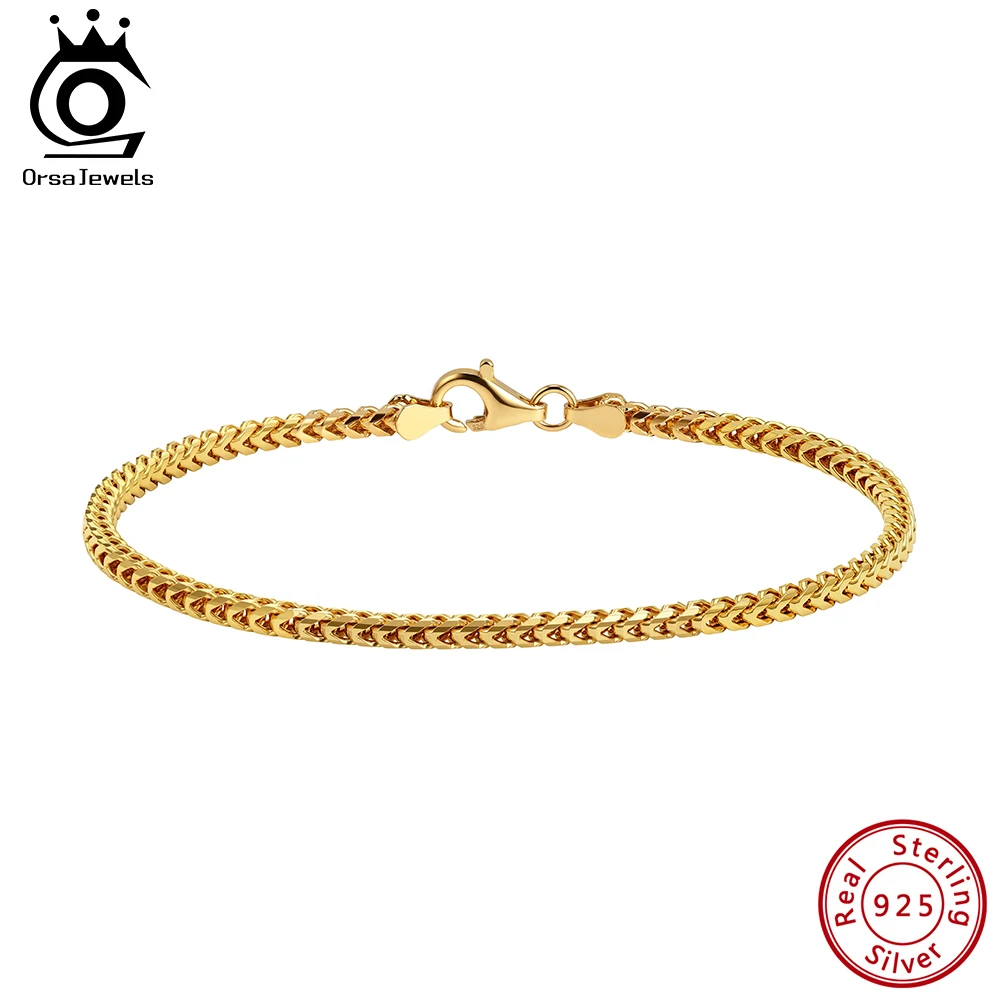 

ORSA JEWELS Genuine 925 Sterling Silver 2mm Dragon Bone Chain Bracelet Necklace Trendy for Women Men Jewelry Gift Hip Hop SB223