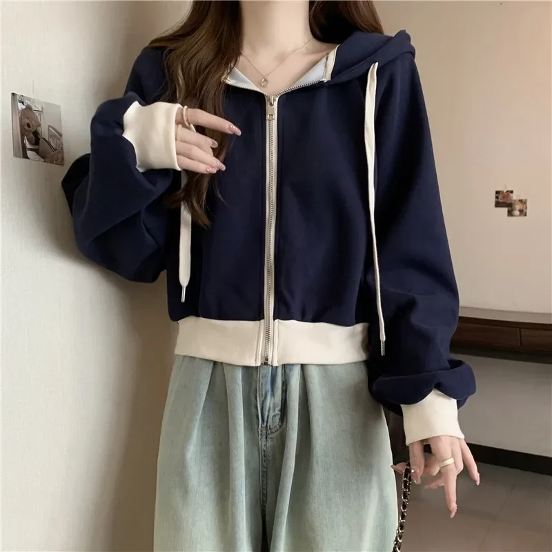 Women's Spring Autumn Cardigan Hooded Sweatshirt Ports Woman Tops for Teens Hoodies Zip Up Promotion Female Y2k Fashion Korea