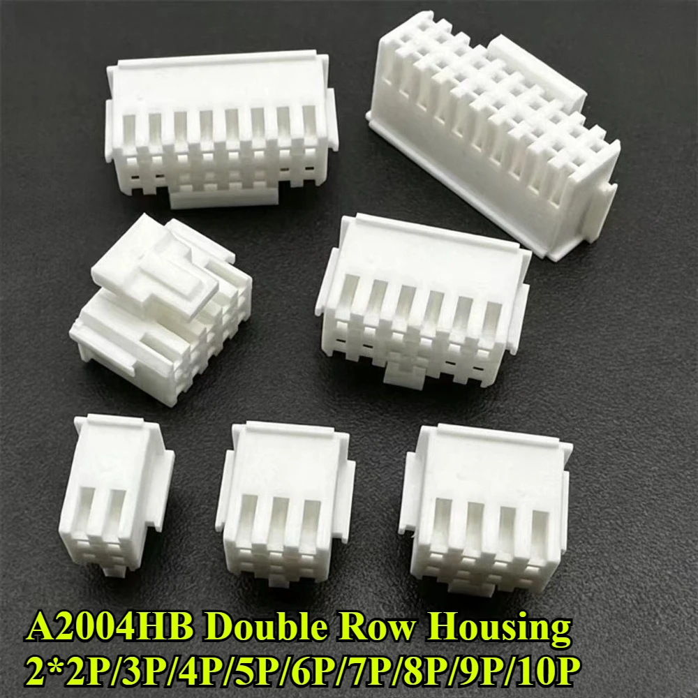 50/100Pcs/lot A2004HB Double Row Housing 2*2P/3P/4P/5P/6P/7P/8P/9P/10P Pitch 2.0mm Plastic Shell Terminal Connector