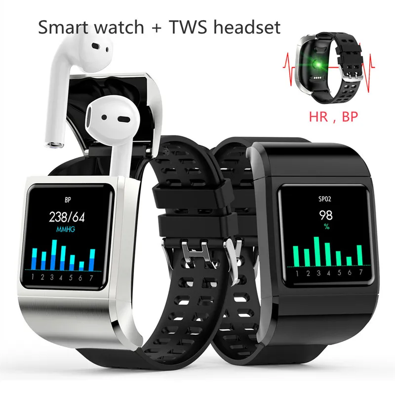 2023 Upgraded TWS Bluetooth Headset Smart Watch 2 in 1 Men\'s Sports Fitness Tracker Heart Rate Monitor Full Touch Waterproof