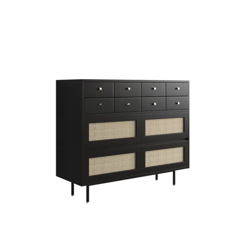 

Solid Wood Sideboard Simple Living Room Multi-Functional Storage Cabinet Black Hallway Chest of Drawers