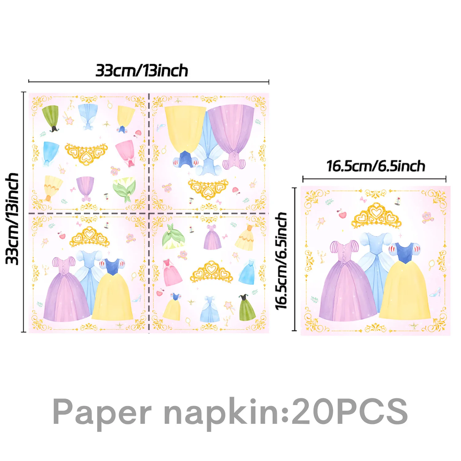 Prinzessin Kleid Mädchen Geburtstag Party Einweg Geschirr Pappbecher Teller Serviette Tischdecken Ballon Für Baby Showe Decor Liefert – Detail 5