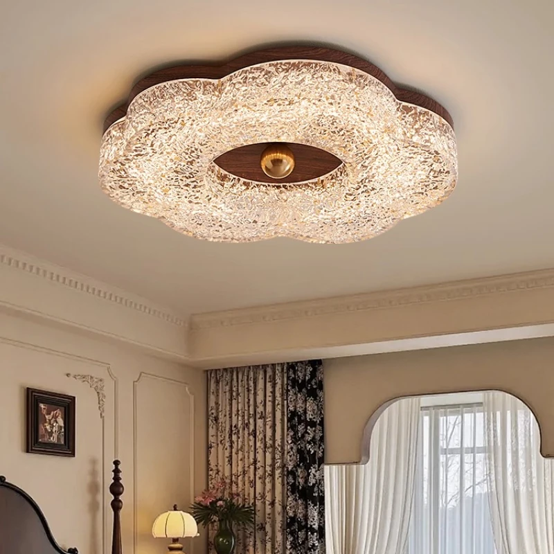 Cloud Resin Ceiling Lights Retro Walnut Color Creative Design Warm Eye Protection Study Master Bedroom Kitchen Woonkamer Decor