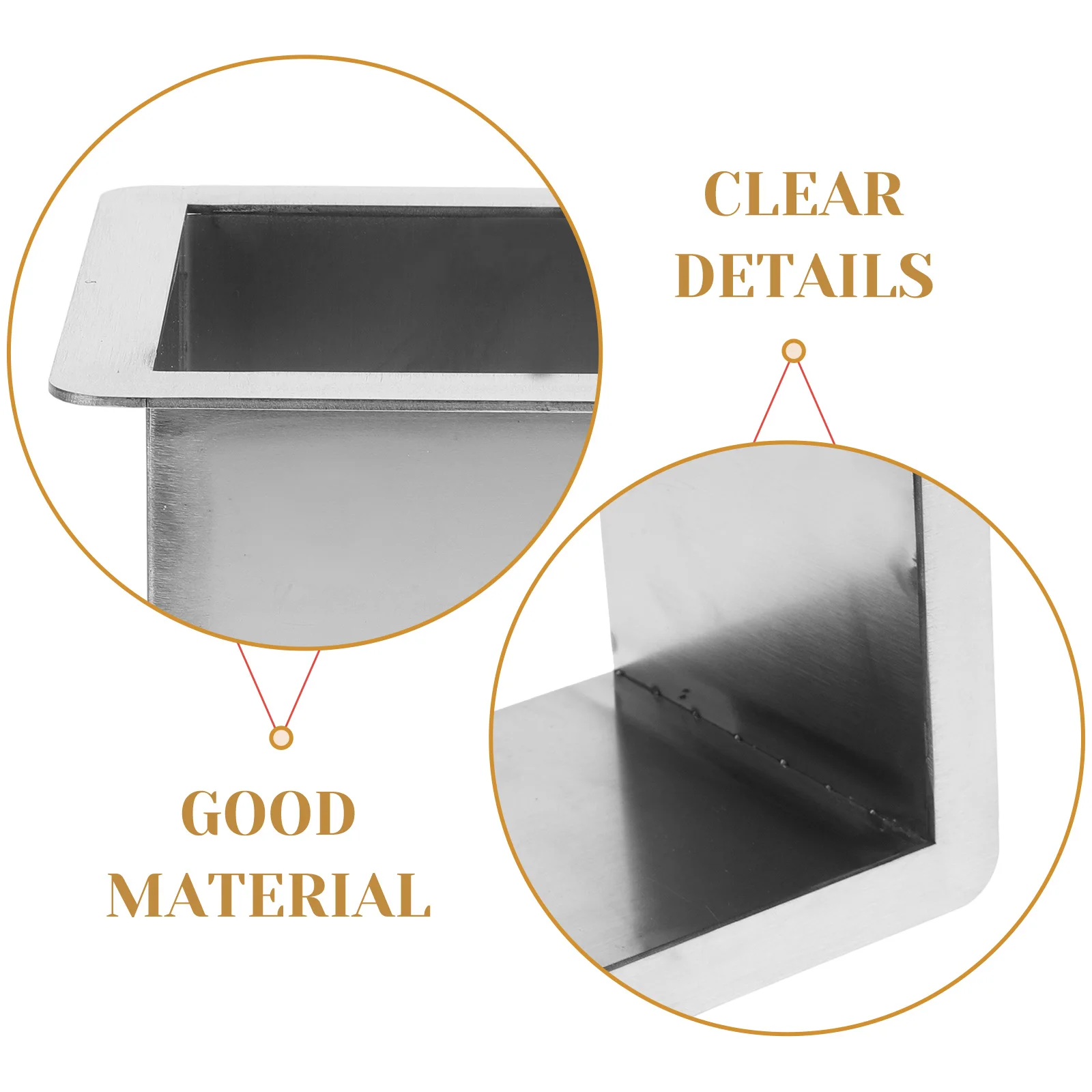

Square Trash Chute Grommet Stainless Steel Countertop Built-In Waste Drop Desktop Office Kitchen Corrosion Resistant Easy