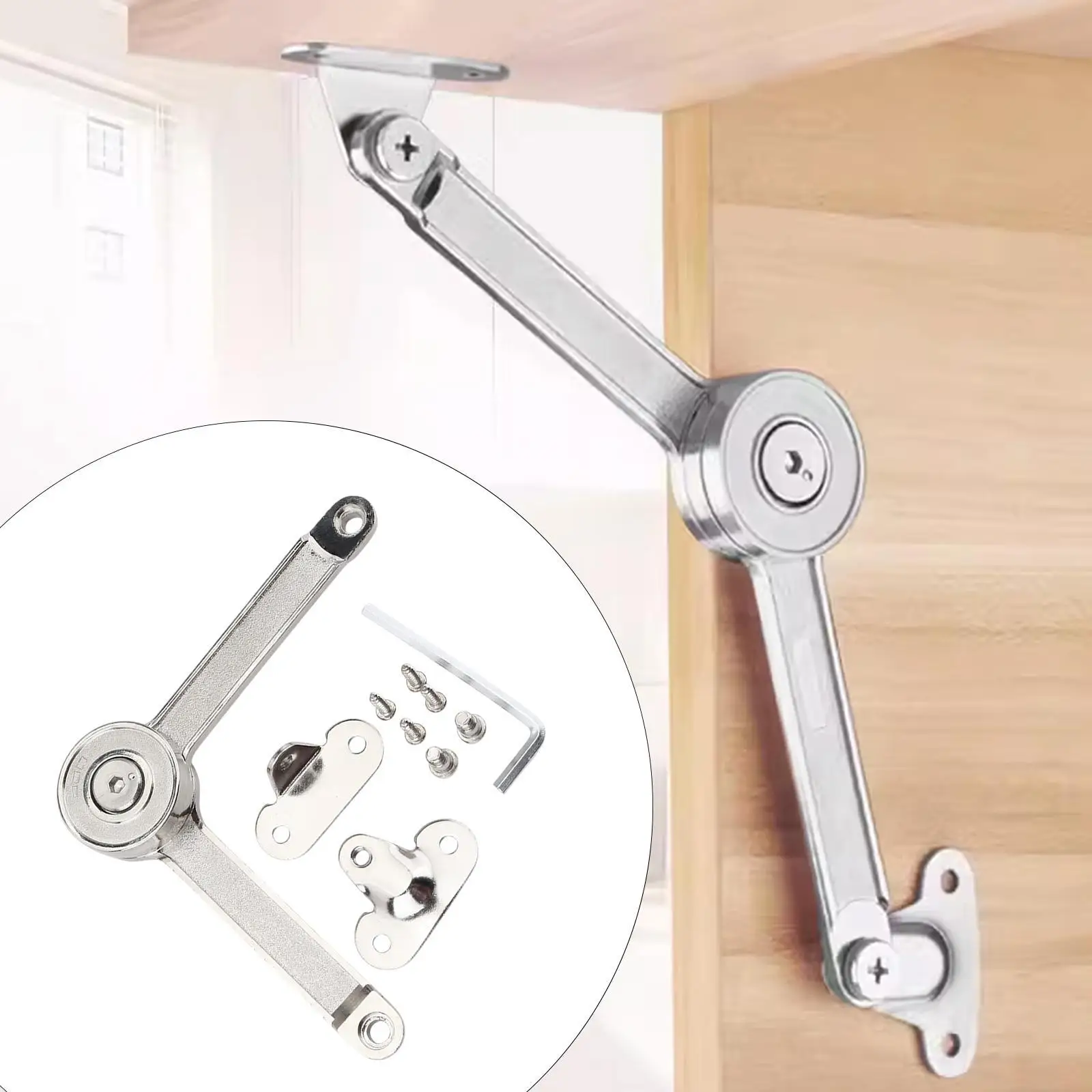 Cabinet Door Support Rod with Accessories Zinc Alloy Furniture Door Lift Folding Lid Support Hinge for Kitchen Cabinet Wardrobe