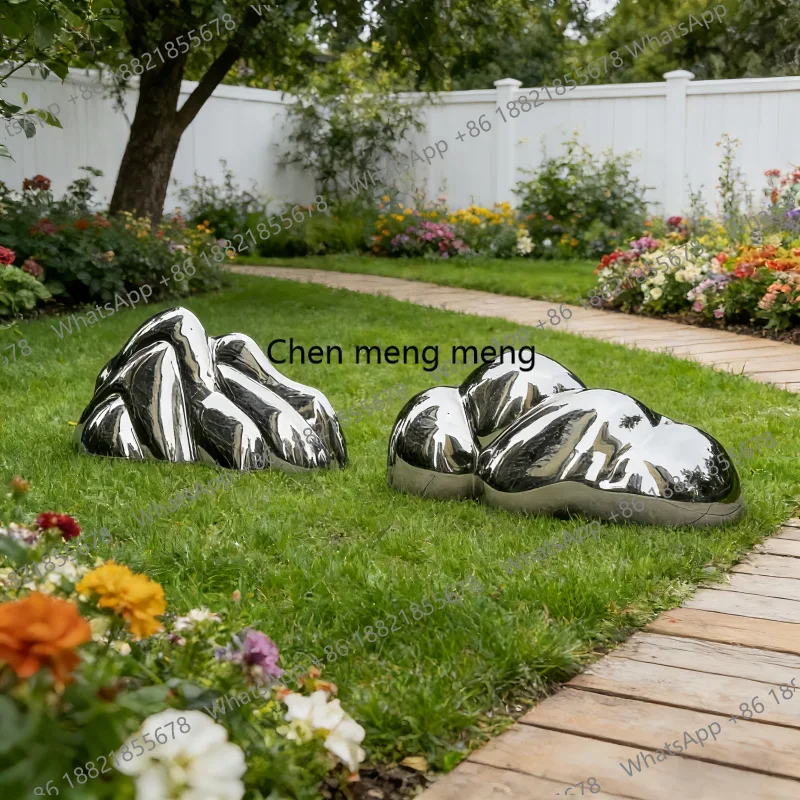 

E182 Hotel Lobby Landscape Decorative Sculpture, Stainless Steel Stone Decoration at the Door Pool, Waterscape, Large Floor Art