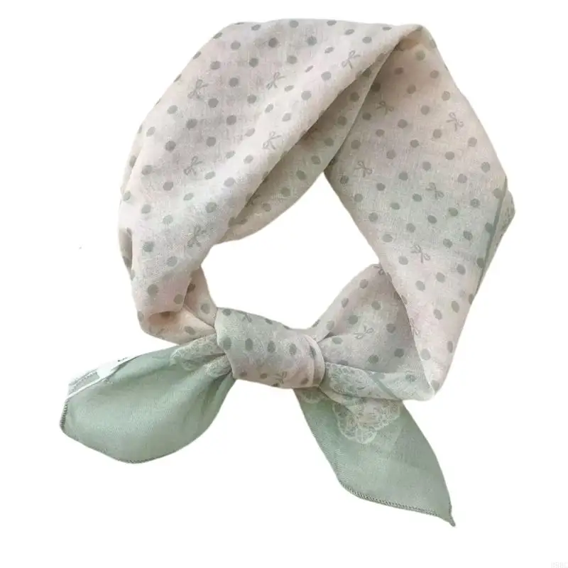 

39BC Breathable Cotton Linen Scarf Dot Pattern Women Head Wrap Casual Wear Spring