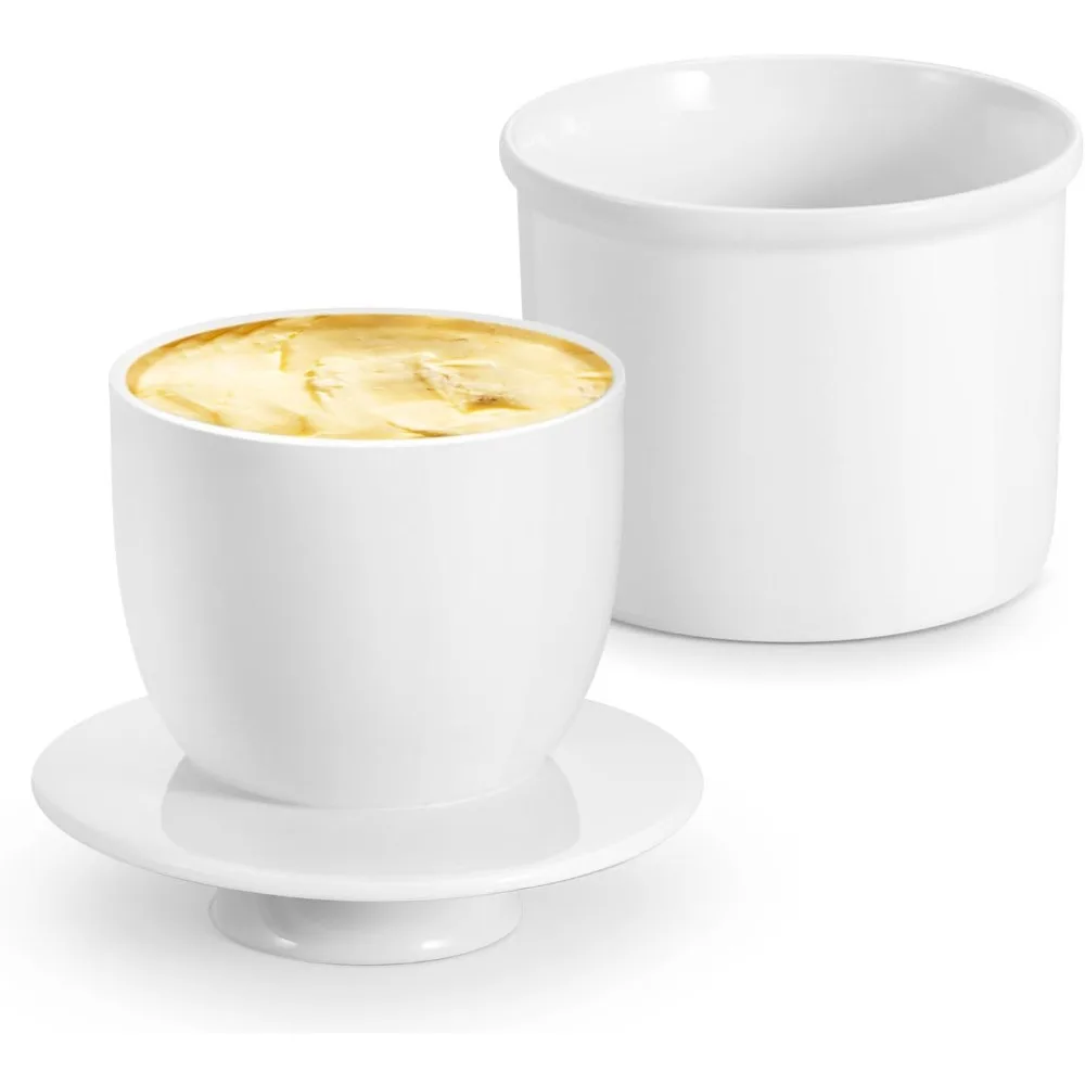 

Фарфоровый держатель для масла - французская керамика для колокольчика для тарелки с маслом с крышкой и герметичным держателем для чаши с водой для подарочного планшета