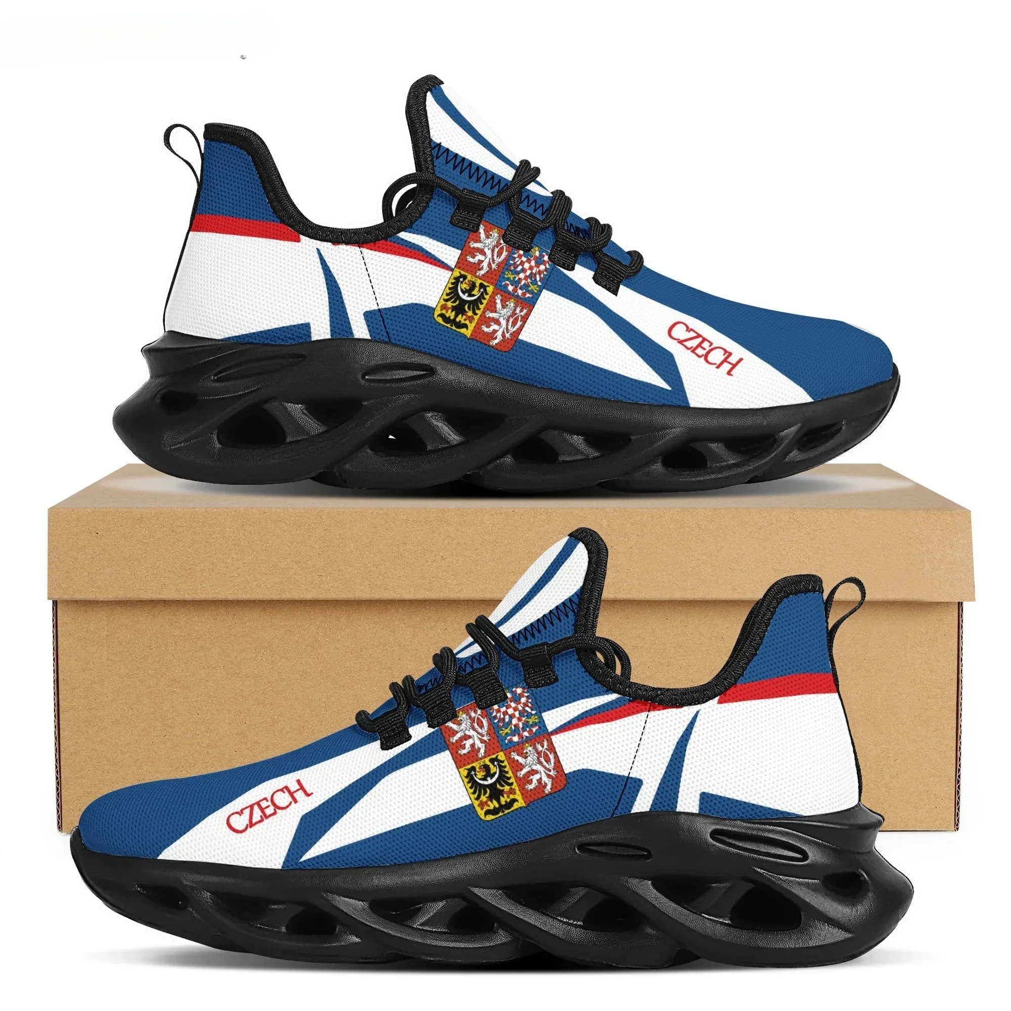 Zapatillas de Plataforma Personalizadas de Moda para Mujer, con Estampado de la Bandera de la República Checa, con Cordones, de Malla Transpirable, Zapatos Deportivos para Mujer