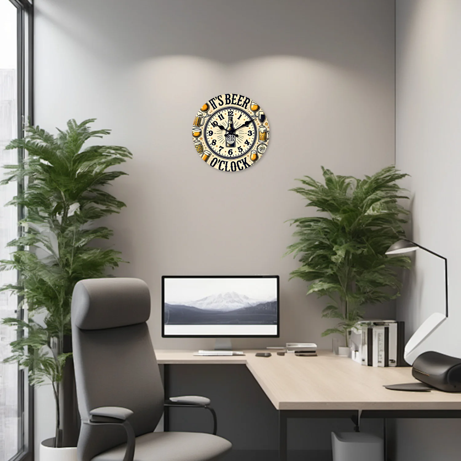 Fashionable and Unique Beer Mug Pattern Wooden Wall Clock for Living Room, Bedroom, Kitchen, Home Decoration, Silent Quartz Clock, Holiday Gift, 10