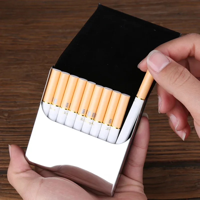 

10 Stainless Steel Cigarette Boxes, Business Men's Flip Over, Anti Pressure and Moisture Proof Metal Coarse Cigarette Boxes