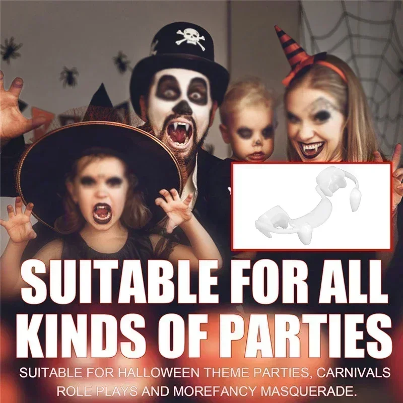 Halloween Retractable Fangs Holiday Party Masquerade Props Zombie Teeth Little Tiger Vampire Denture Braces
