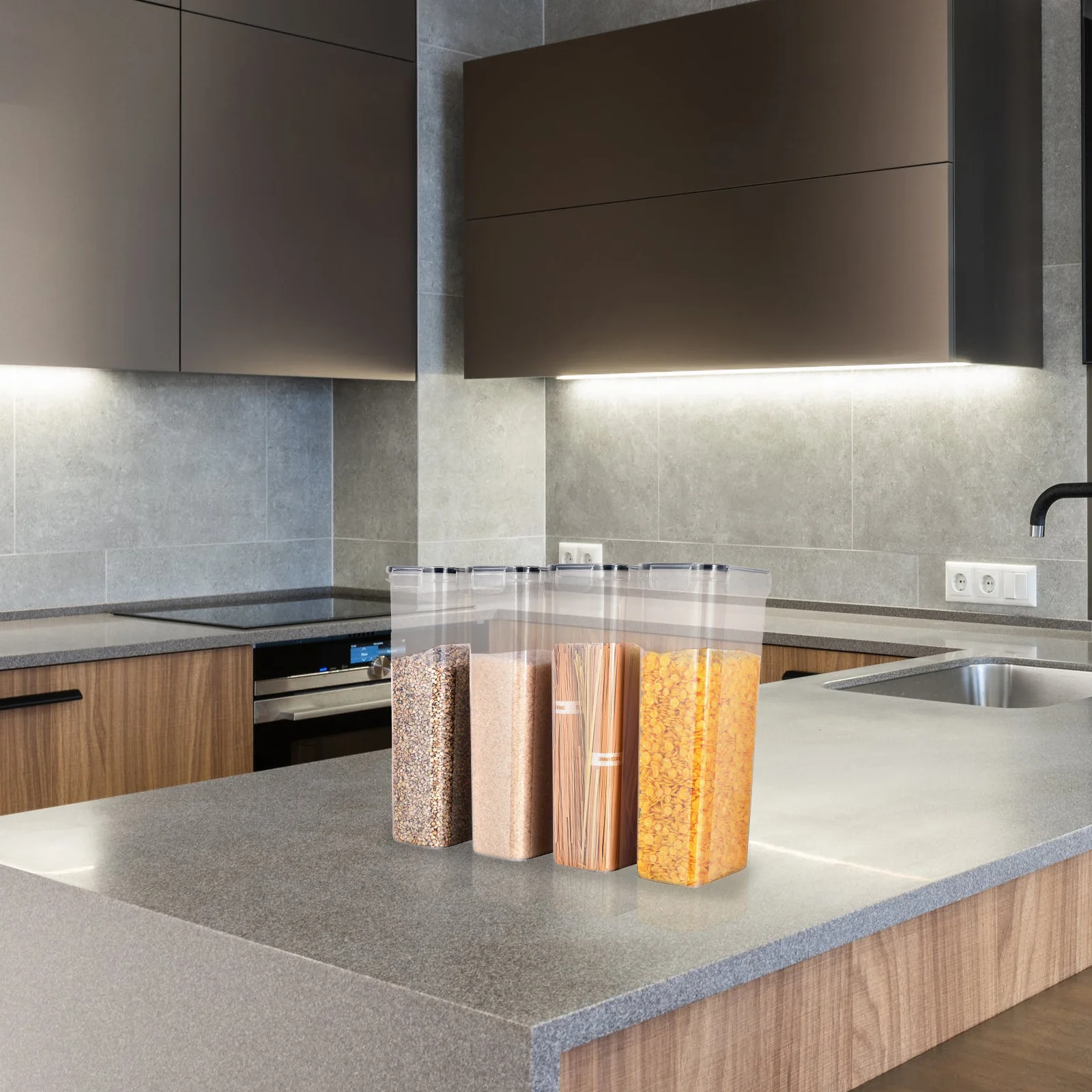 

4 Pcs Airtight Storage Tank Sealing Food Containers for Household Canisters Jars Pp