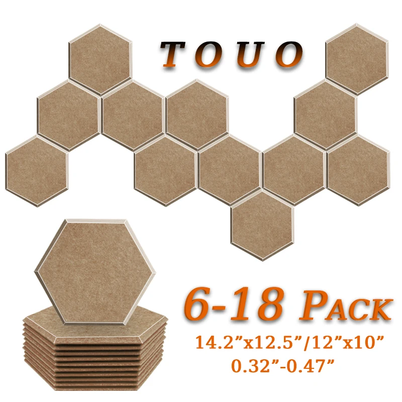 TOUO 6/12/18 Pcs High-Density Acoustic Panel Studio Sound Insulation Treatment Music Studio Acoustic Treatment