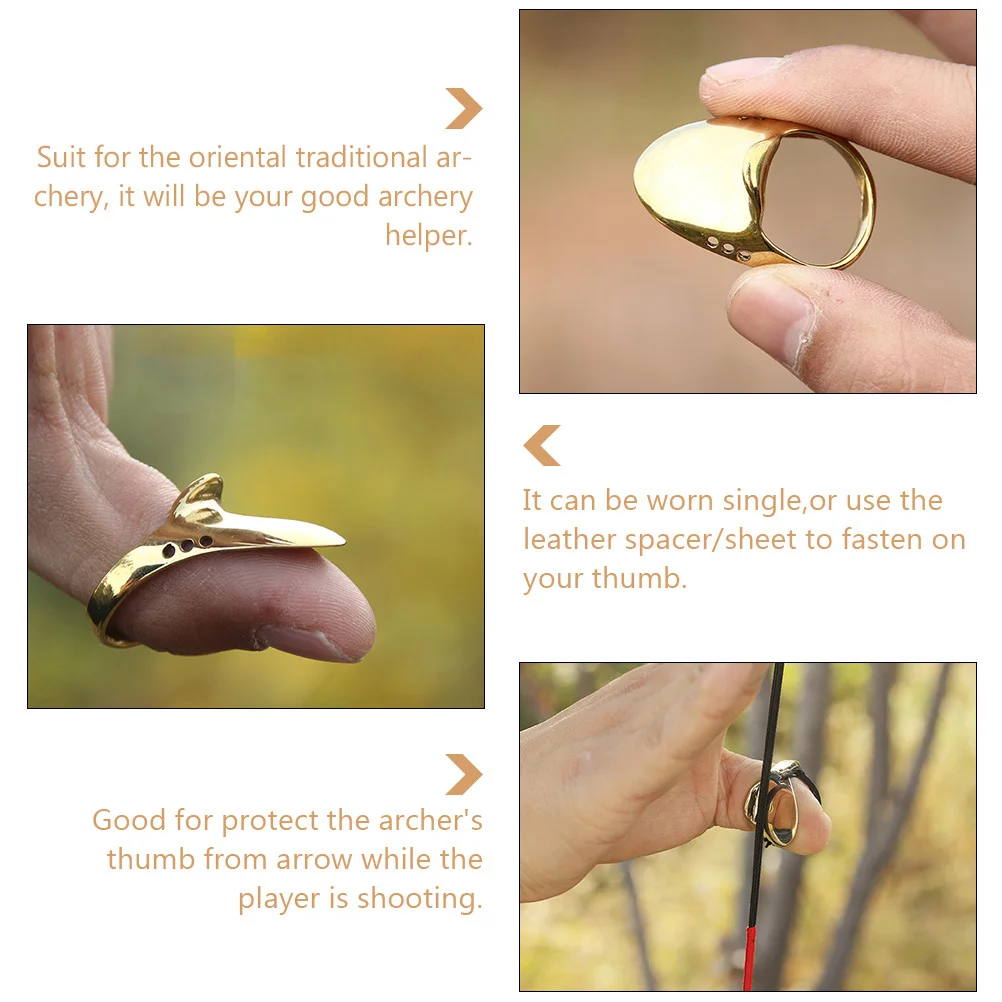 1 مجموعة الرماية الإبهام الدائري المهنية مقاومة للاهتراء النحاس فنجر الحرس المحمولة الصيد