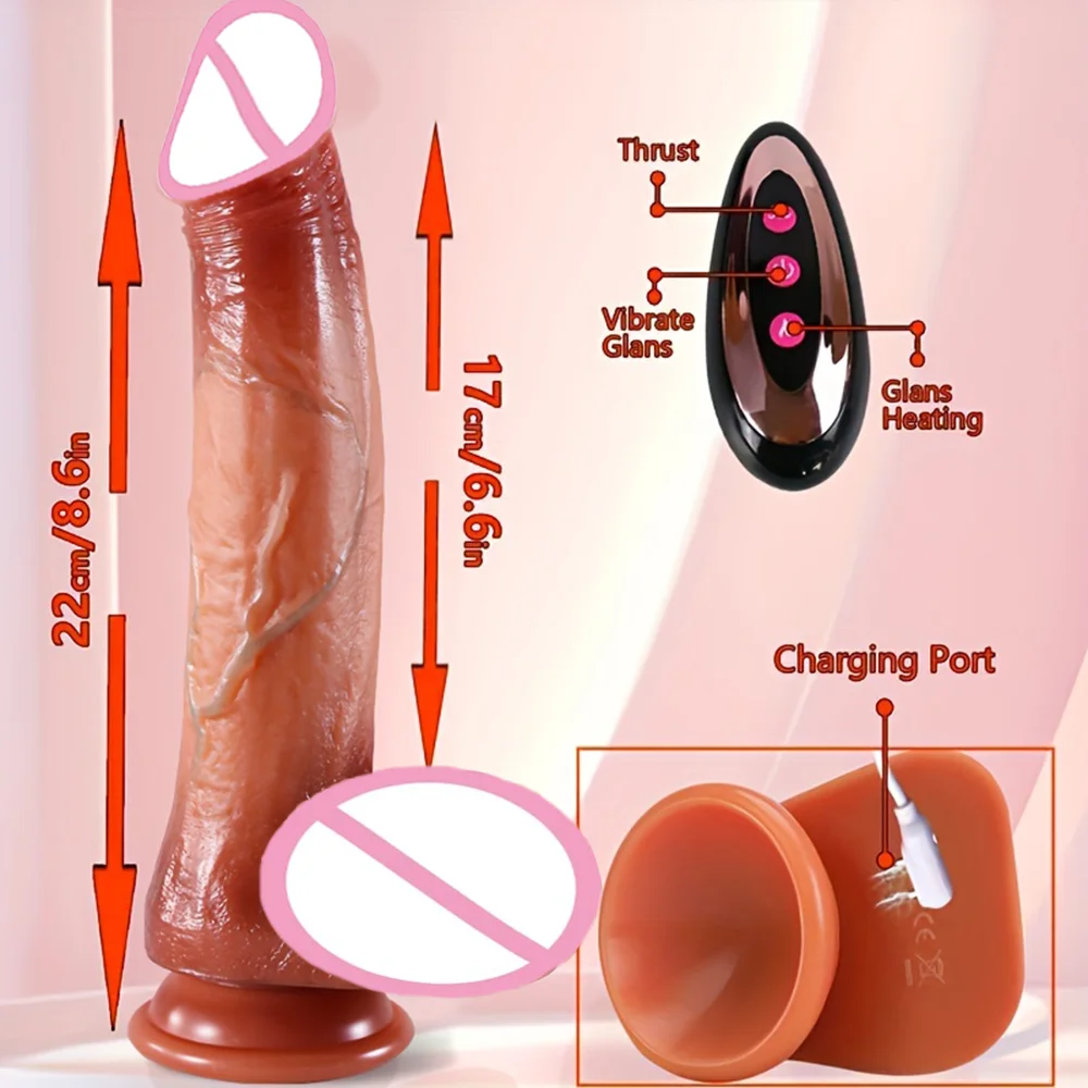 This 9-Inch Thrusting, Realistic, Heated Dildo Vibrator Has 10 Vibration Modes, 10 Stretch Modes, And a 360° Rotating Suction Cu - Image 5