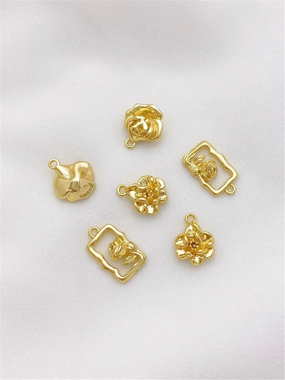 14K الذهب حزمة روز مربع قلادة قلادة اليدوية سوار ذاتي الصنع قلادة مجوهرات المواد والاكسسوارات L502