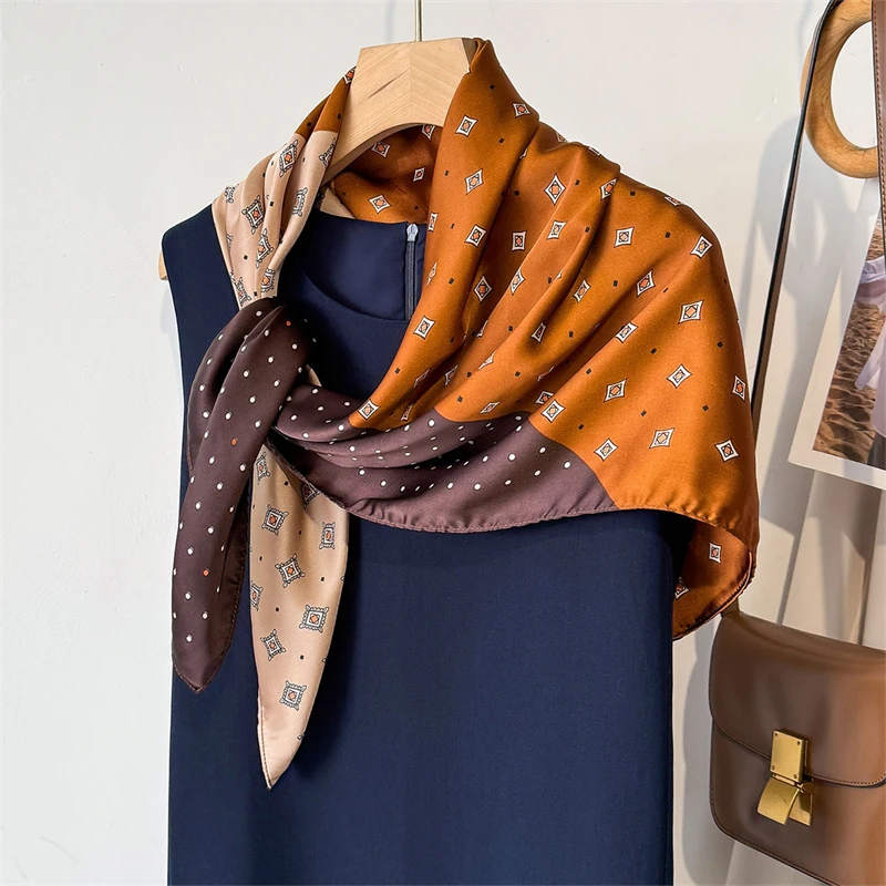 Foulard Carré Imprimé De Qualité pour Femme, Châle de Plage en Soie, Protección Solaire, Nouveau Style Musulman