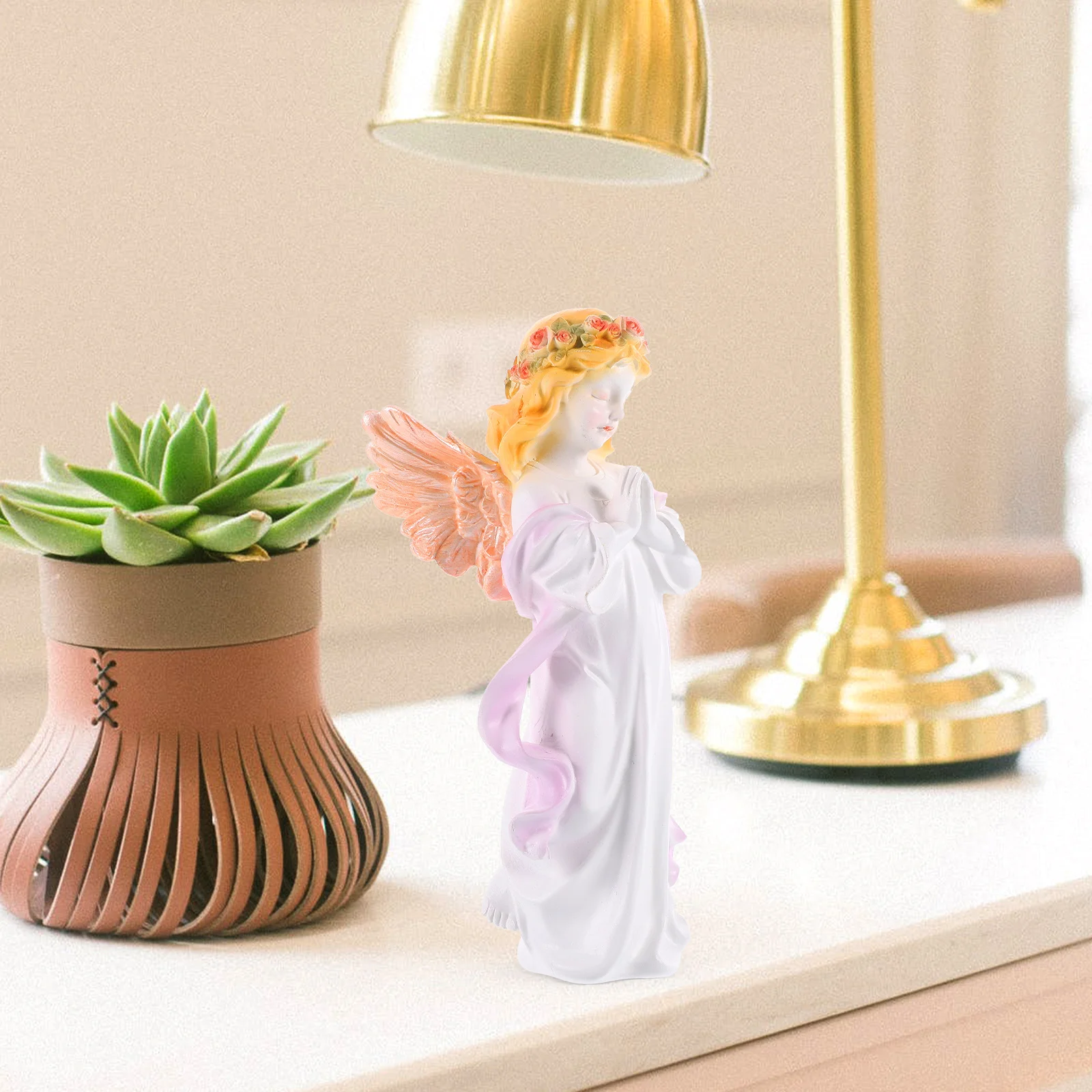 

Praying Angel Crafts naments Colorful Resin Small Statue Props Figure Mini Sculpture Home Decoration Garden Decor