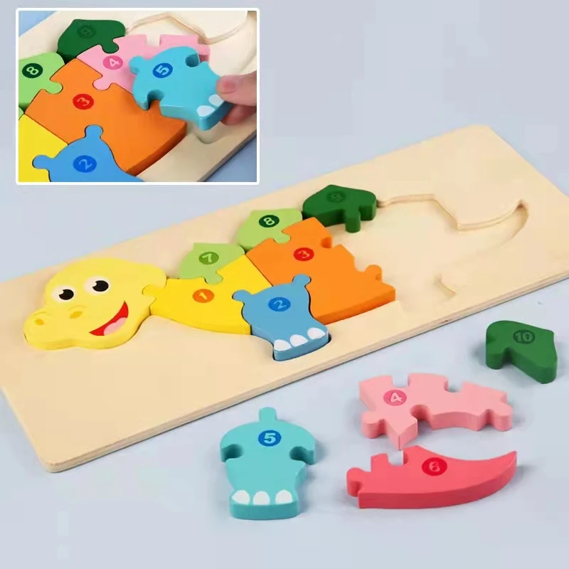 Animal Block Puzzles Montessori Toys for Kids 2 Years Old Wooden Puzzles Big Size