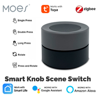 MOES Tuya ZigBee3.0 Smart Knob Switch Wireless Scene Button Controller, Battery-Powered Automation with Smart Life App Scenarios