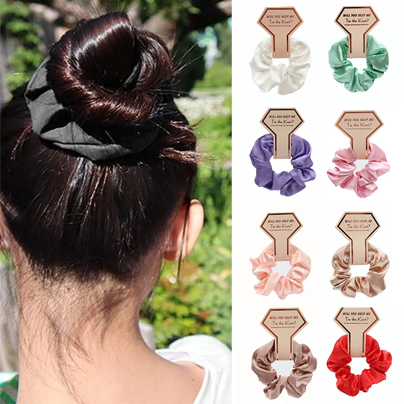 Diadema de seda satinada para mujer, banda elástica grande para el pelo, coletero, accesorios para el cabello